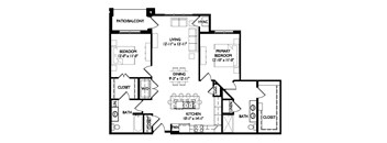 a floor plan of a house with a combination of bedrooms and a living room