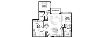 a floor plan of a house with a combination of bedrooms and baths
