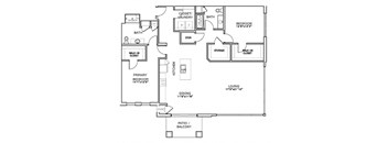 a floor plan of a house with bedrooms and baths and a staircase