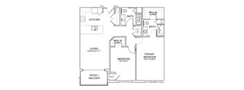 a floor plan of a house with two bedrooms and a bathroom