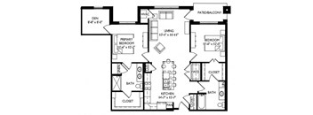 a floor plan of a small house with bedrooms and a living room