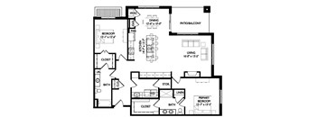 a floor plan of a house with a combination of bedrooms and a living room