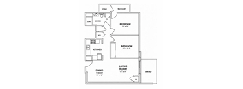 a floor plan of a house with bedrooms and a living room