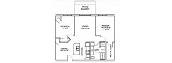 a floor plan of a small house with bedrooms and a bathroom
