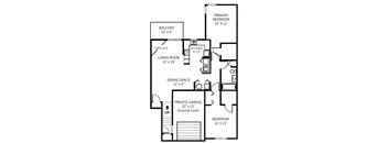 A black and white image of a house floor plan.
