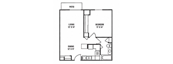 a floor plan of a small house with a bedroom and a living room