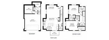 a floor plan of a house with three bedrooms and two baths