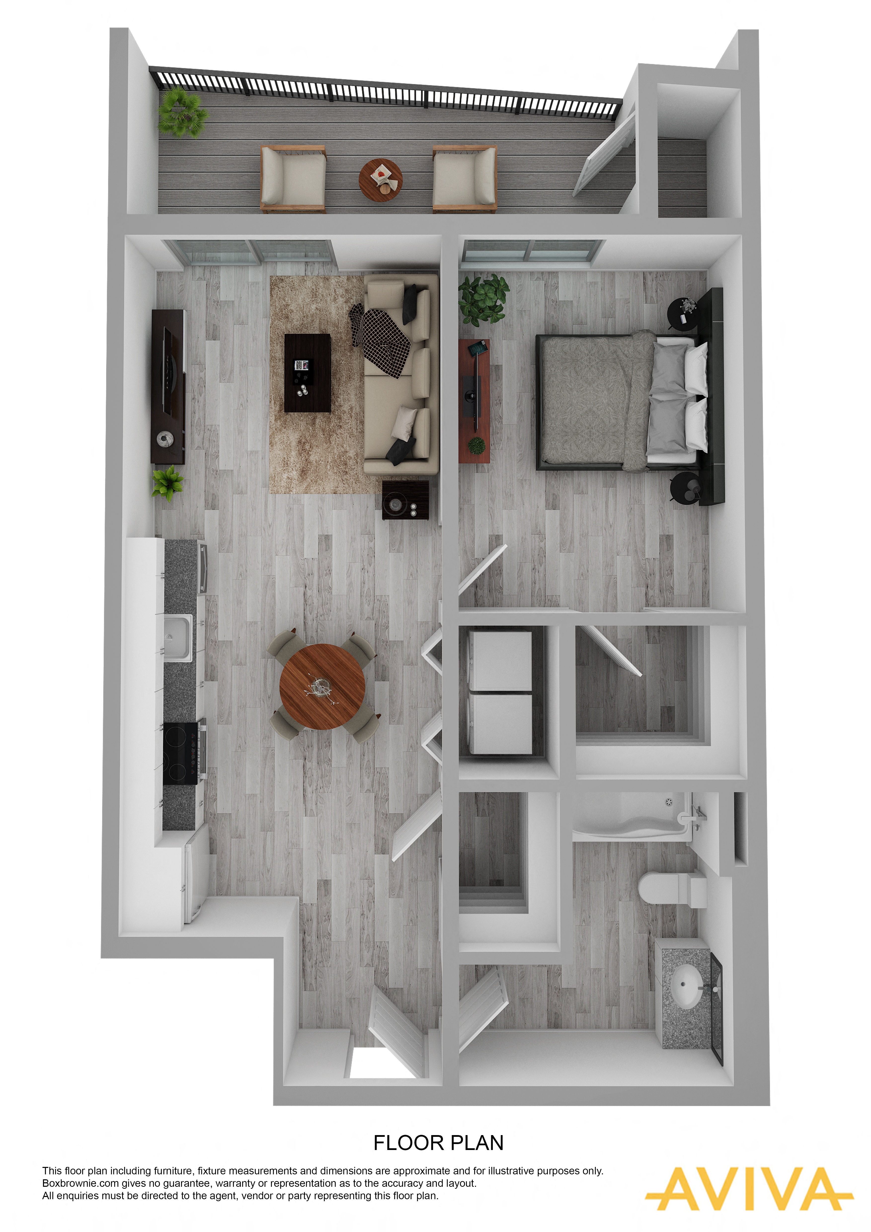 1 bedroom apartment floor plan at AVIVA Apartments