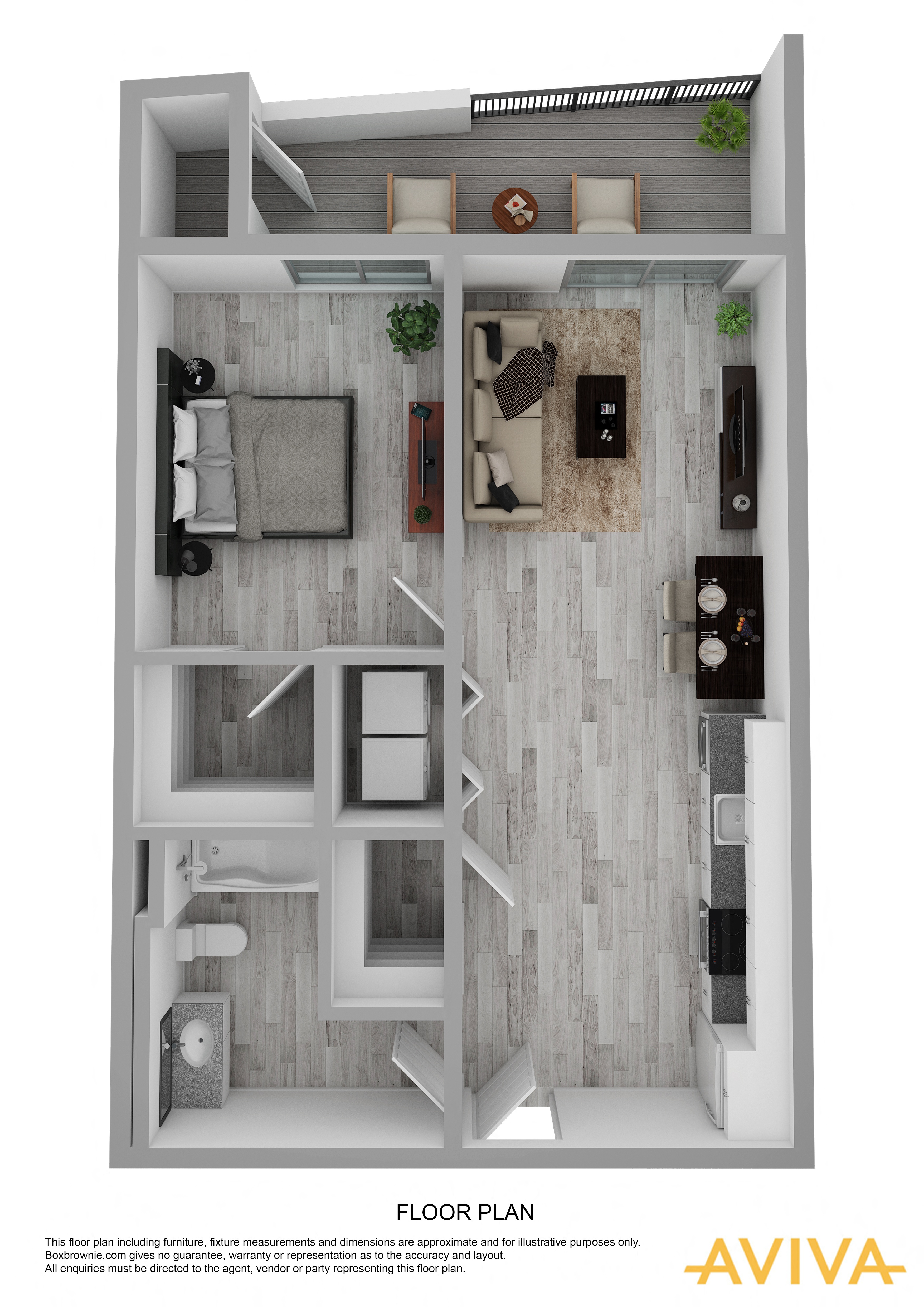 1 bedroom apartment floor plan at AVIVA Apartments