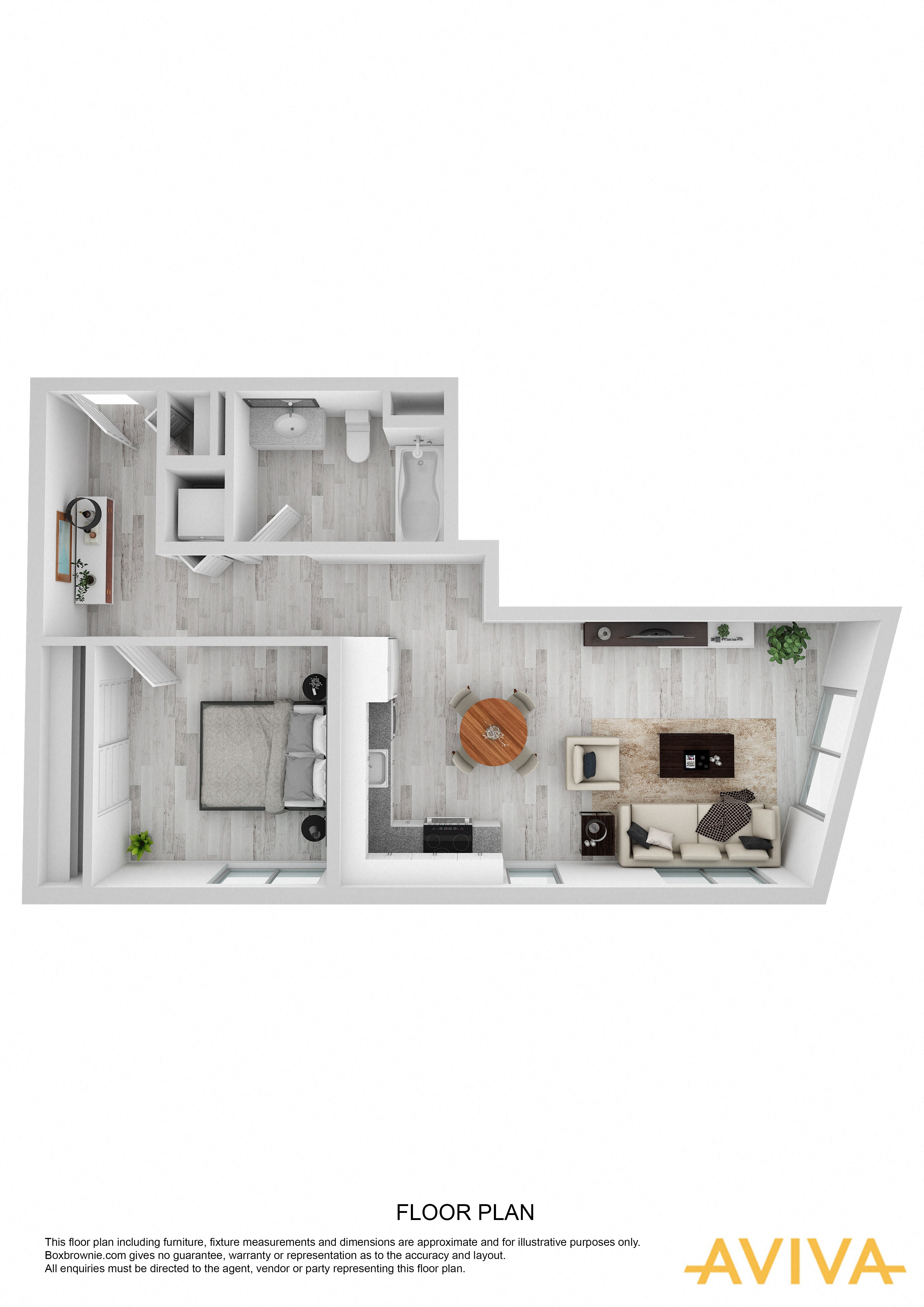 1 bedroom apartment floor plan at AVIVA Apartments