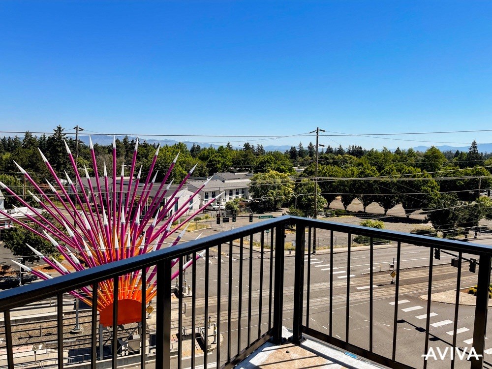 View from corner balcony top floor of AVIVA Apartments in Gresham Oregon