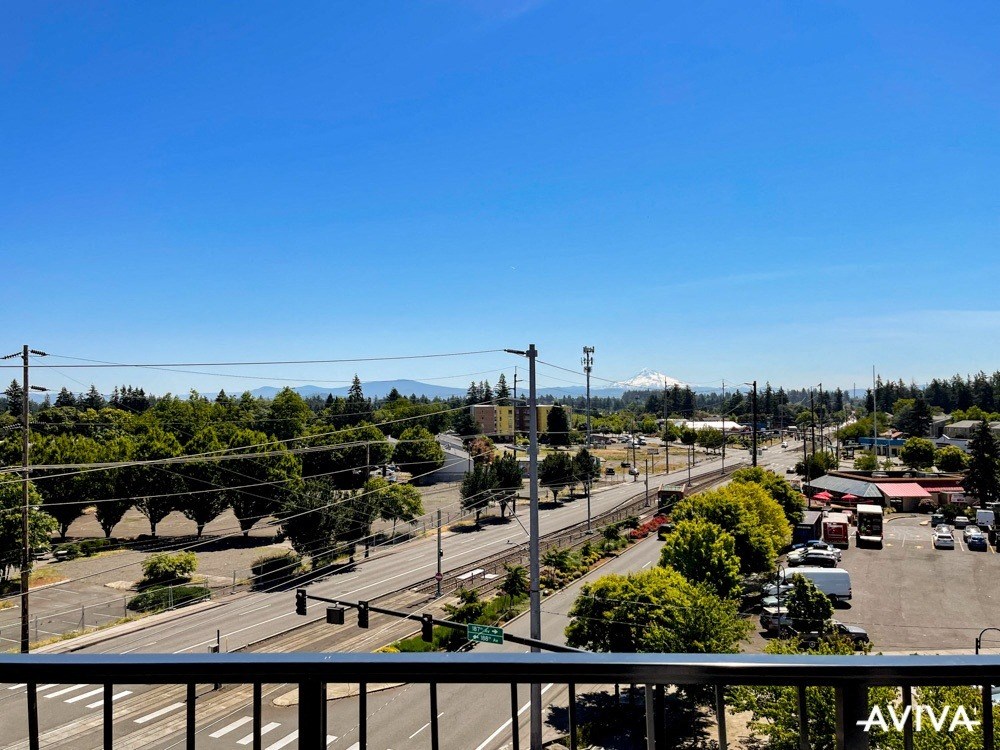 View of Mt Hood from balcony at AVIVA Apartments in Gresham Oregon