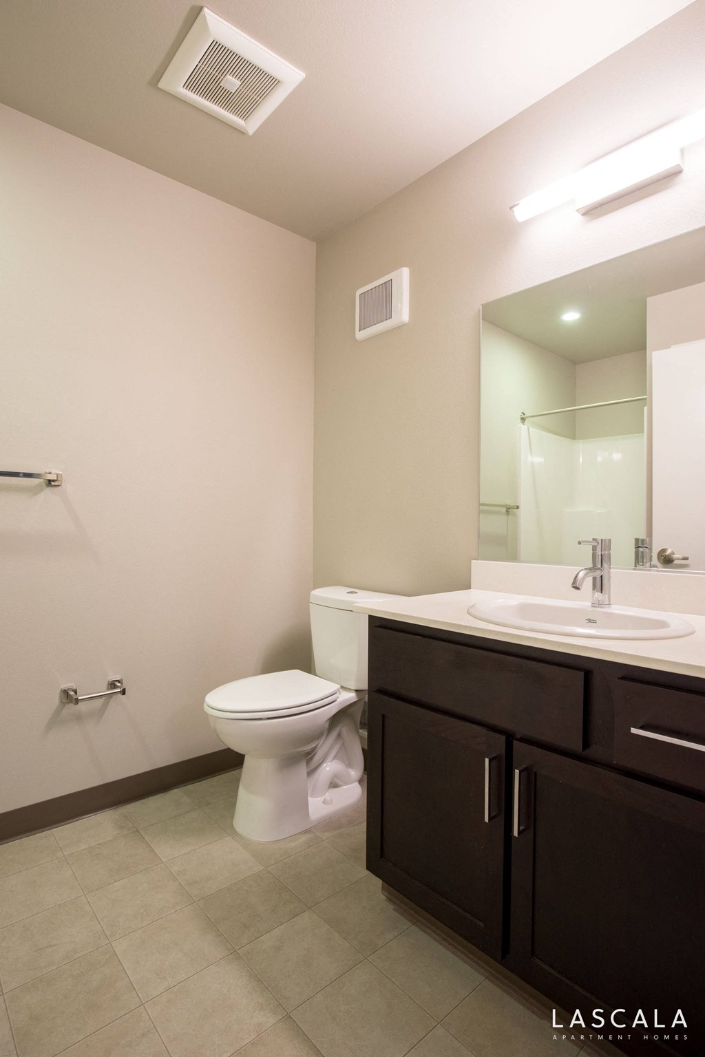 Spacious bathroom at LaScala Apartments in Beaverton, Oregon