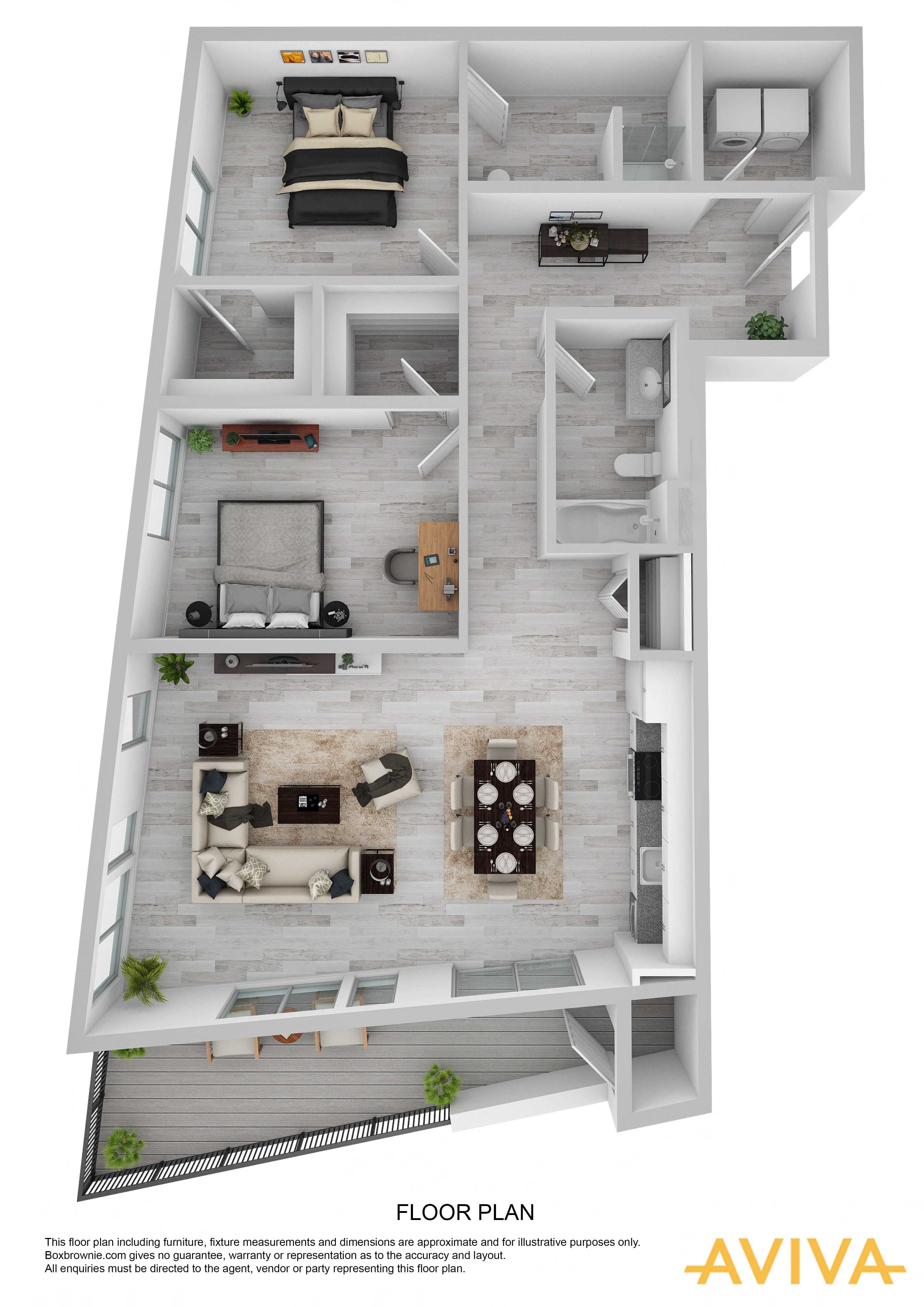2 bedroom apartment floor plan at AVIVA Apartments