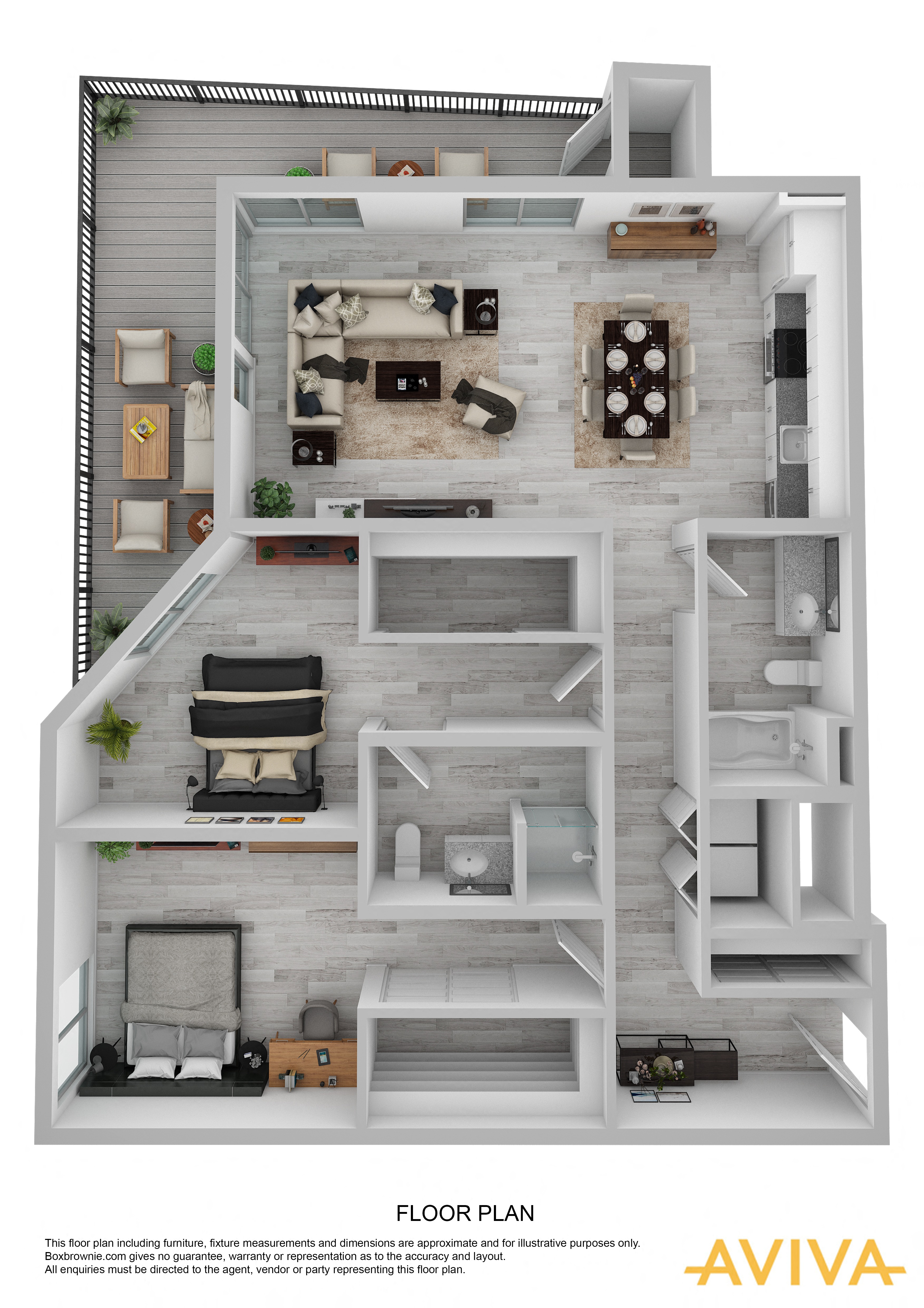 2 bedroom apartment floor plan at AVIVA Apartments