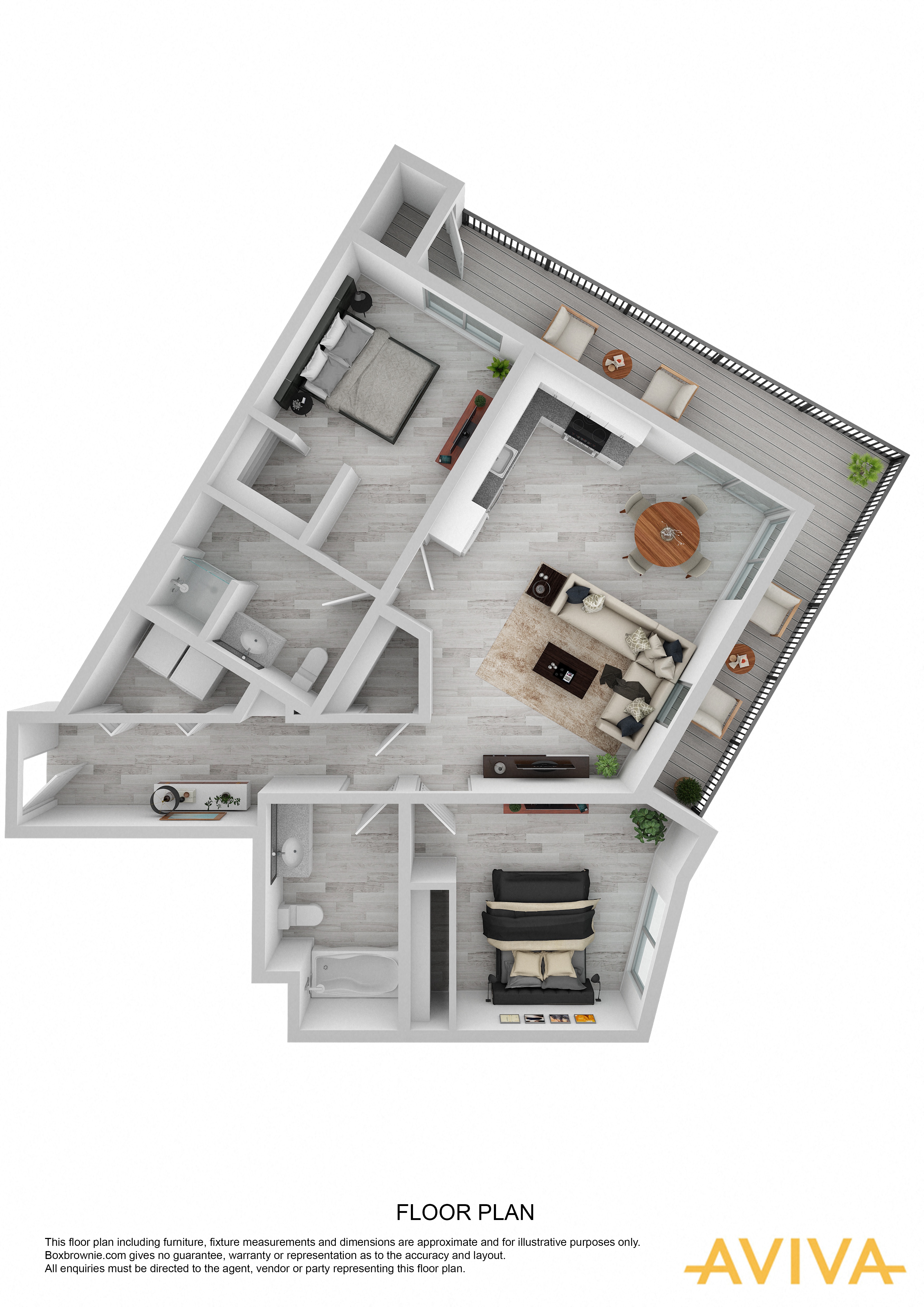 2 bedroom apartment floor plan at AVIVA Apartments