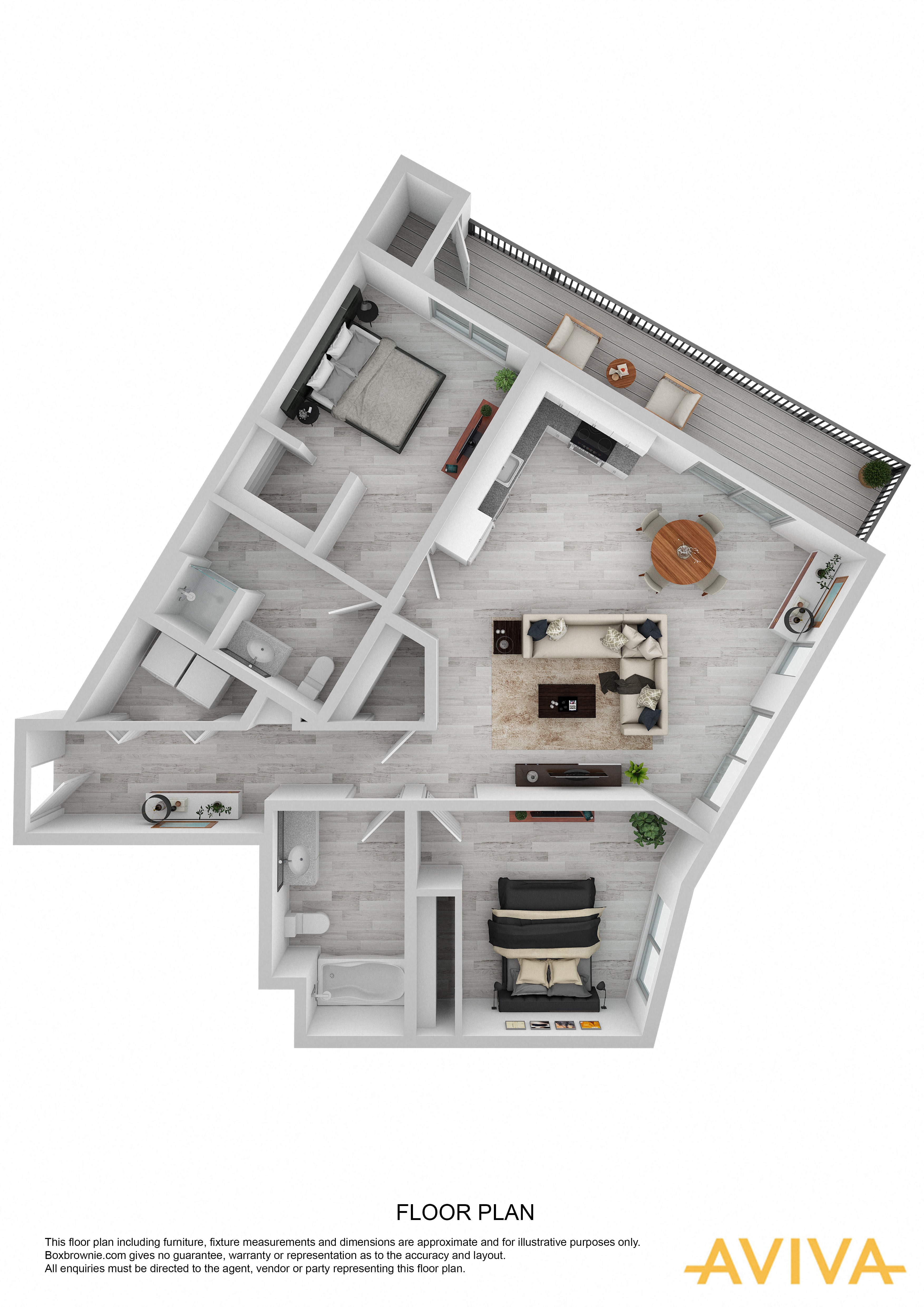 2 bedroom apartment floor plan at AVIVA Apartments
