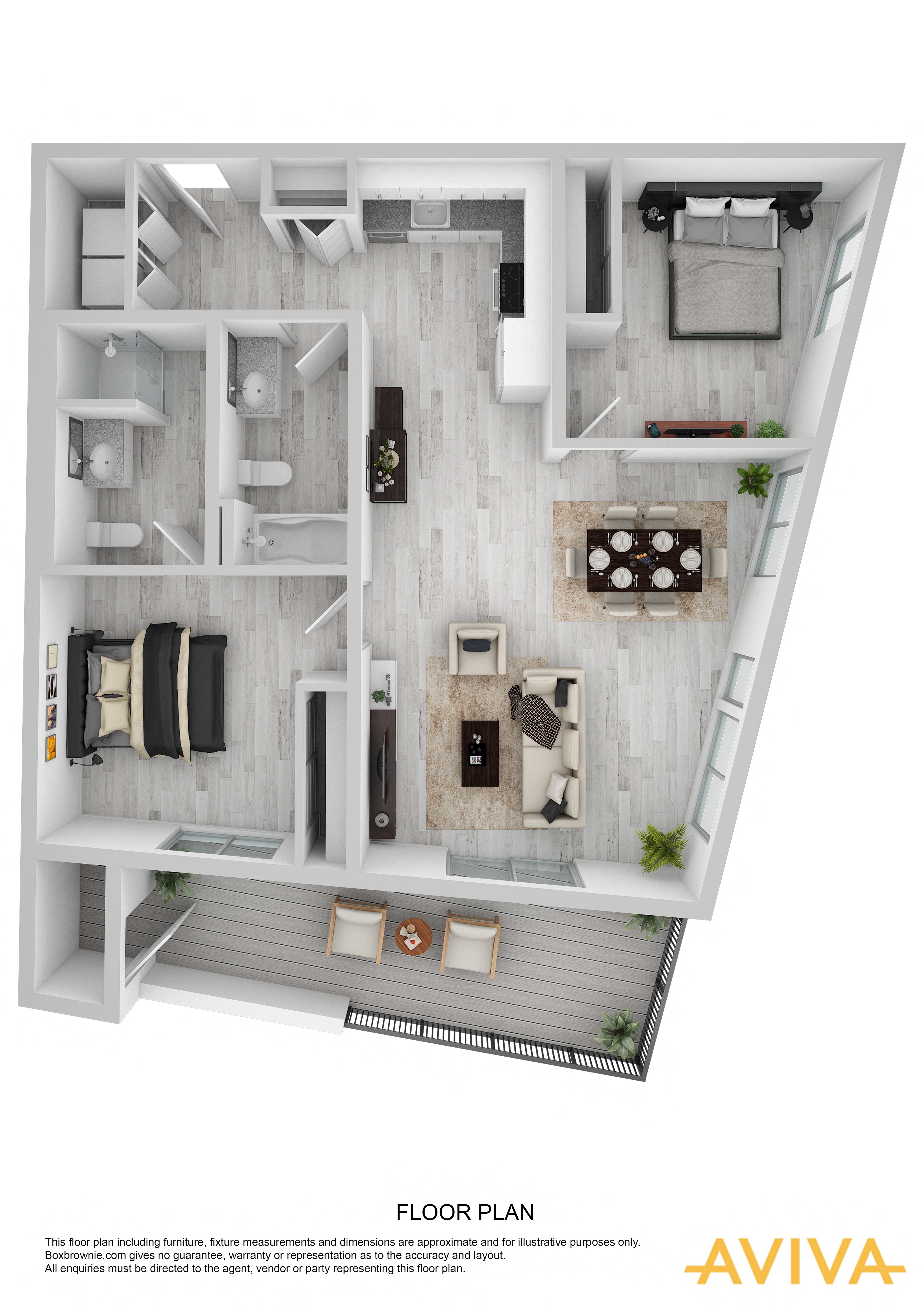 2 bedroom apartment floor plan at AVIVA Apartments
