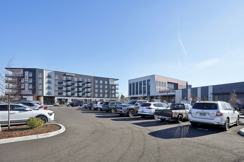 A parking lot at AVIVA Apartments in Gresham Oregon