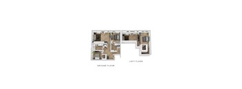 A floor plan of a two-story home with labeled ground and loft floors.