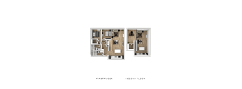 A floor plan of a two-story apartment with labeled first and second floors.