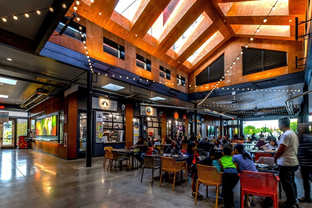 Interior of Rockwood Market Hall at AVIVA Apartments in Gresham Oregon