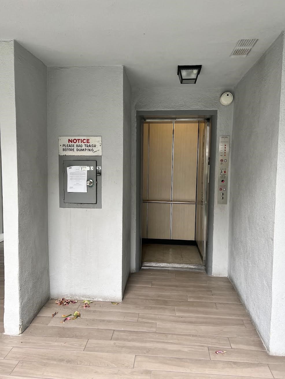 Elivator access to apartments at The Carlton in Hollywood, California.