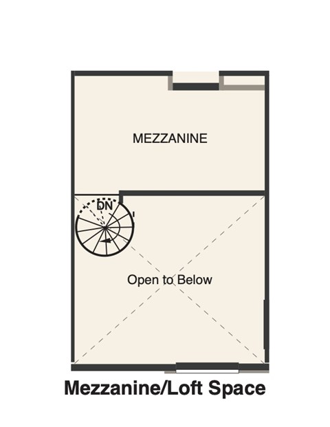 A diagram of a Mezzanine/Loft Space with a wheel symbol indicating it is open to below.