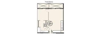 A diagram of a private balcony with a Wi-Fi symbol and a WI-FI sign.