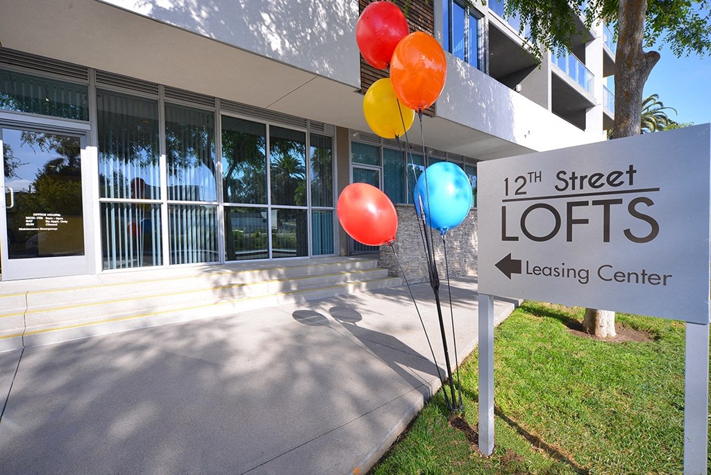 Lobby and leasing center enterance to 12th Street Lofts in National City, California.
