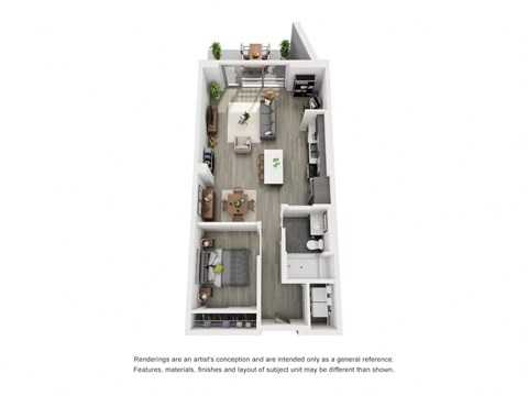 a floor plan of a 1 bedroom apartment