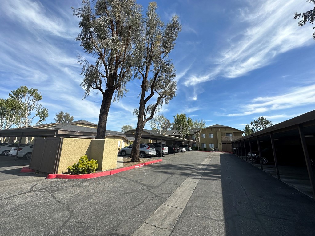 Covered parking at Riverdale Apartment Homes in Hemet, California.