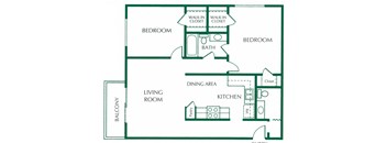 a floor plan of a home with two bedrooms and two bathrooms