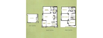 a floor plan of a house with three levels