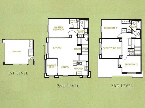 a floor plan of a house with three levels