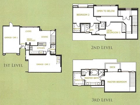 a floor plan of a house with three levels