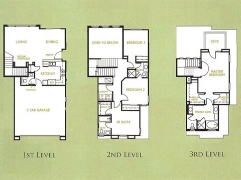 a floor plan of a house with three levels