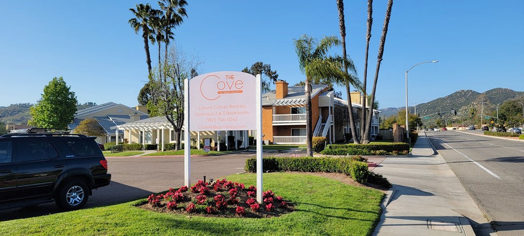 Front enterance to The Cove at Bear Valley Luxury Condos in Escondido, California.