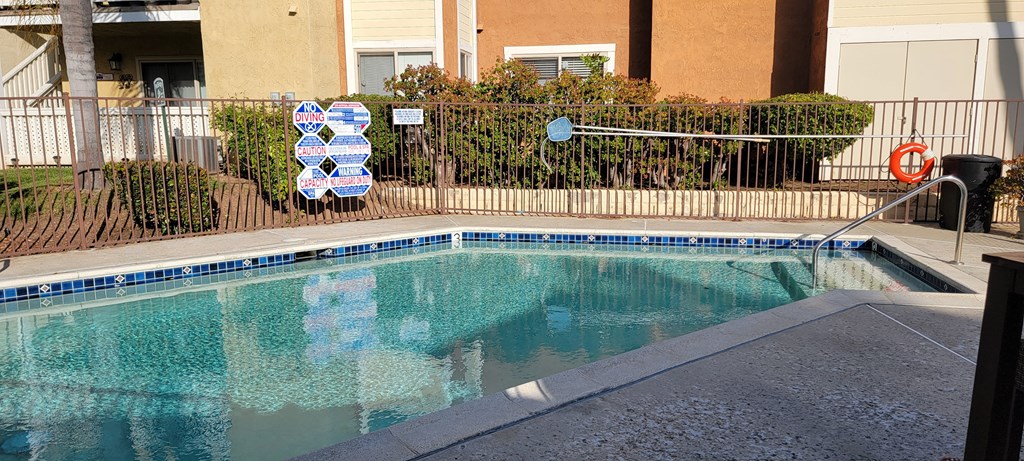 Inviting swimming pool at The Cove at Bear Valley in Escondido, California.