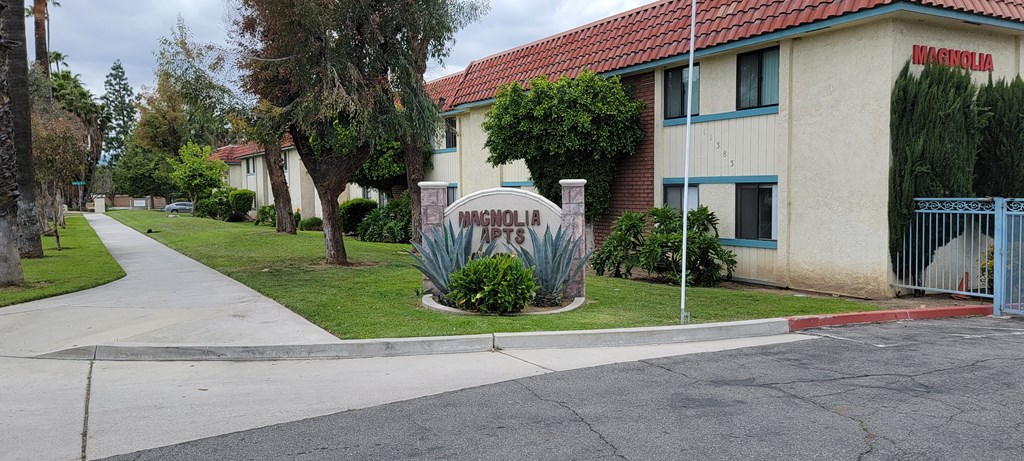 Gated enterance at Magnolic Apartments in Riverside, California.