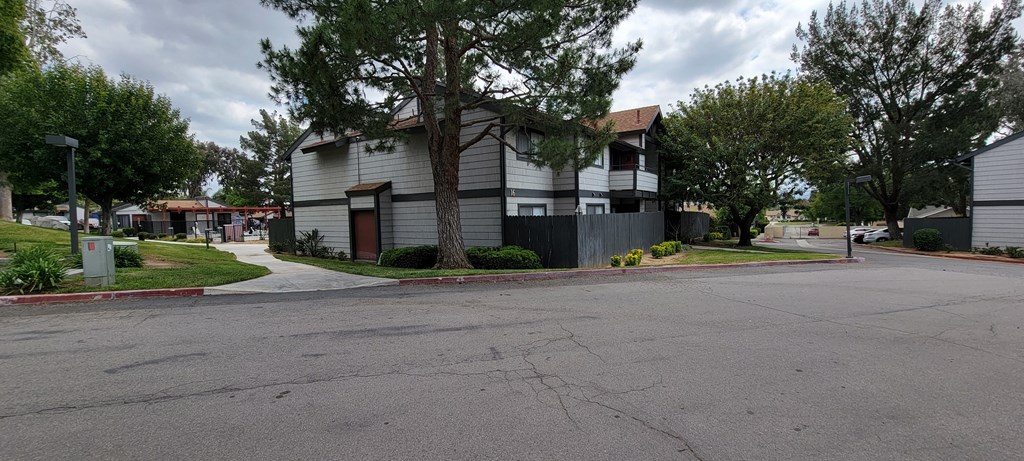 Apartment buildings at Dove Ridge Apartments in Riverside, CA.