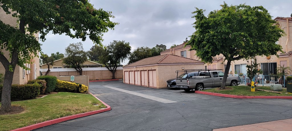 Garages at Palos Verdes Village Townhomes in Moreno Valley, CA.