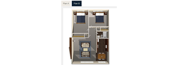 A diagram shows two different floor plans, Plan A and Plan B, for a room with furniture and fixtures.