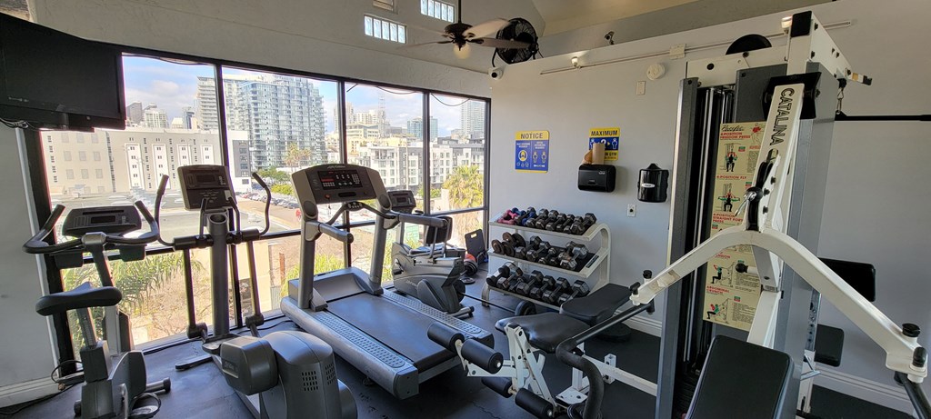 Exercise with a great view at the Atrium Apartments in San Diego, California.