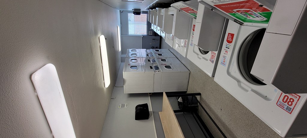 Laundry room at the Atrium Apartments in San Diego.