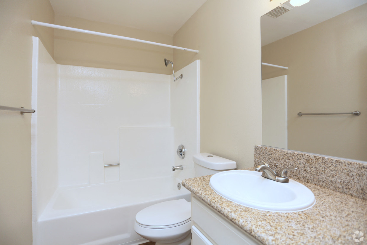 Bathroom showing Shower toilet and sink