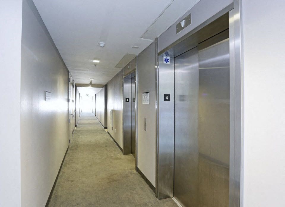 Second floor elevators at 12th Street Lofts in National City, California.