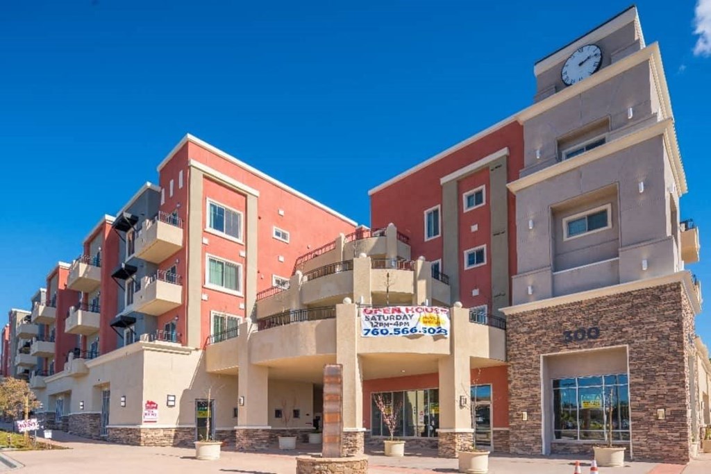 Private balconies in secured building at City Plaza Apartments in Escondido, California.