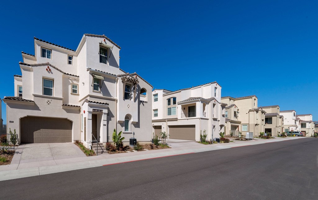 Luxury townhomes on Corte Azul at Costa Pointe Luxury Townhomes in the La Costa area of Carlsbad, California.