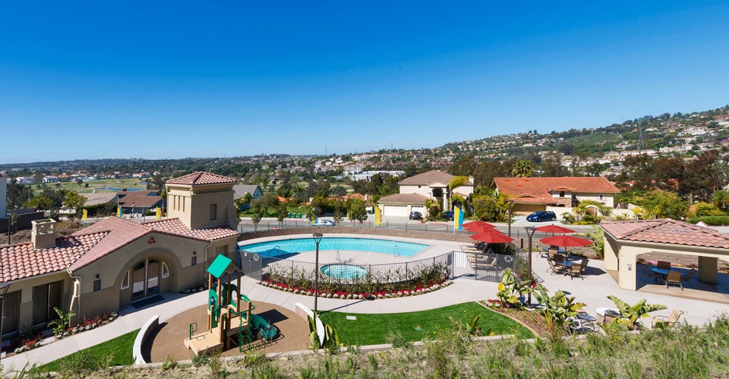 Overview of community amenities at Costa Pointe in the La Costa area of Carlsbad, California.